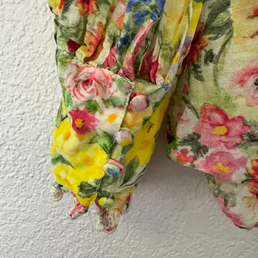 LoveShackFancy Lumiere Top Cotton Silk Bright Yellow Floral Size XS Coquette - Picture 4 of 12